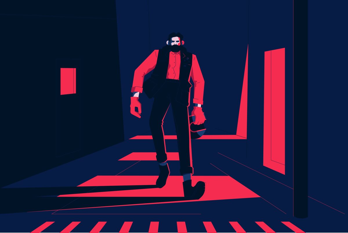 Biker walk illustration