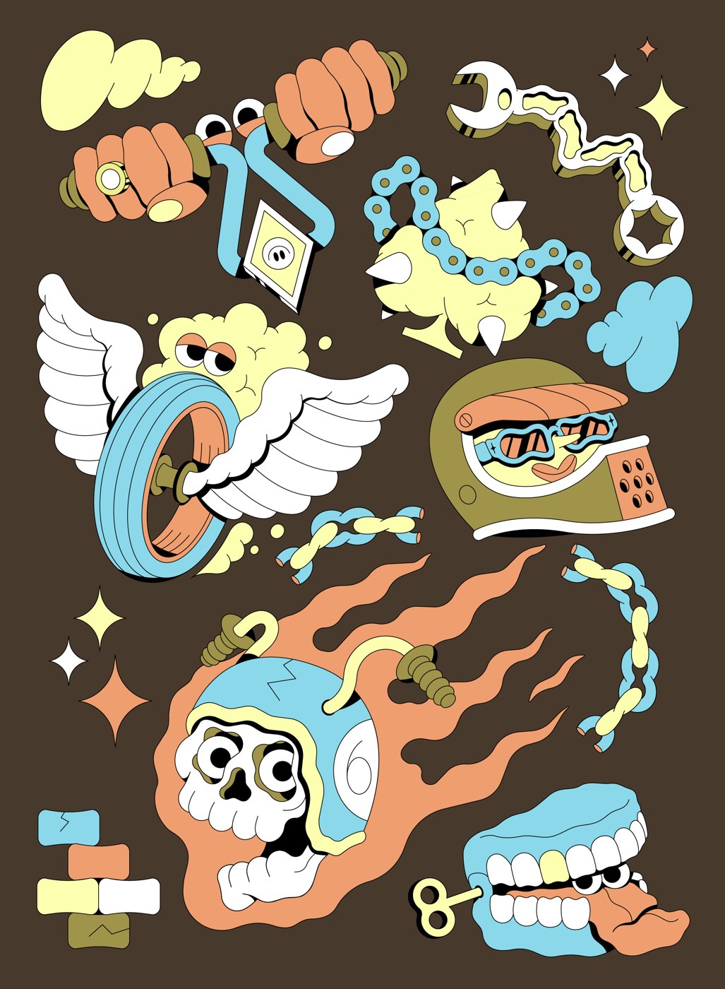 No Brakes illustration sheet